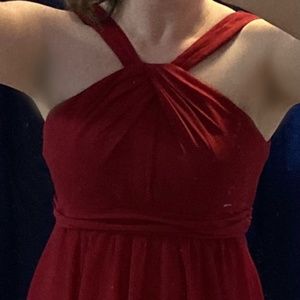 David’s Bridal Apple Red Bridesmaid dress
